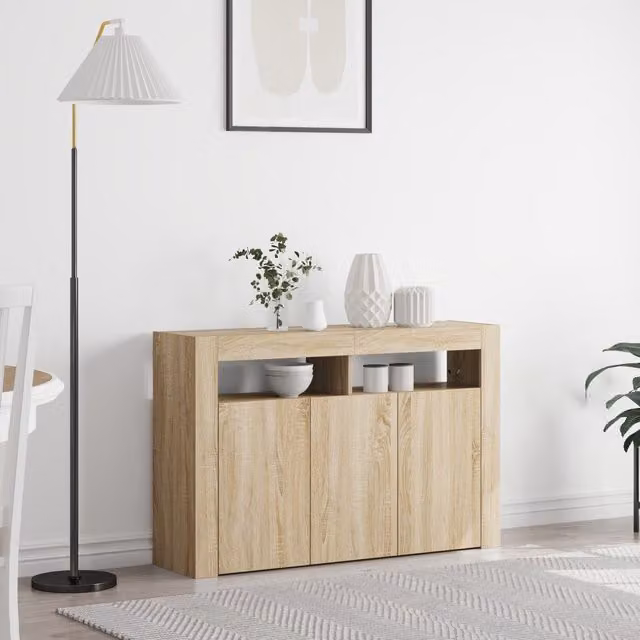 Berkfield Home Sonoma Oak Sideboard in Brown, W/D/H: 116 x 30 x 75 cm