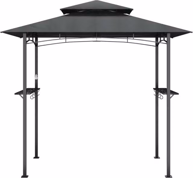 Berkfield Home Comfortable BBQ Gazebo with Side Shelves in Anthracite, W/D/H: 240 x 150 x 243 cm – 1