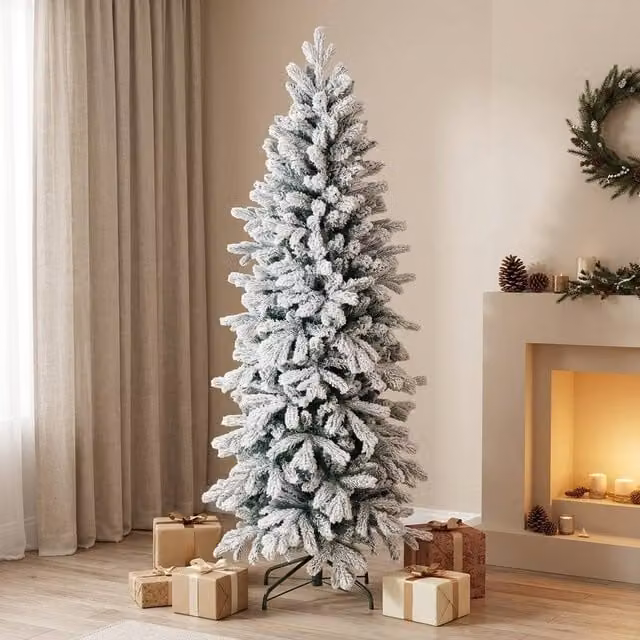 STILVORA 6ft Artificial Christmas Tree with Snowy Tips in Green – 1