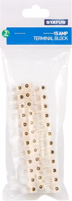 Status 15 Amp Terminal Block, 3 Pack, Transparent