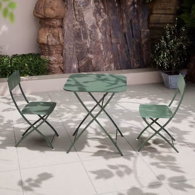 Royalcraft Venice Bistro Folding Set in Matt Green Metal