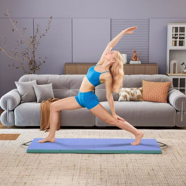 SPORTNOW Foldable Gymnastics Mat, Thick Purple Exercise Tumbling Mat for Yoga