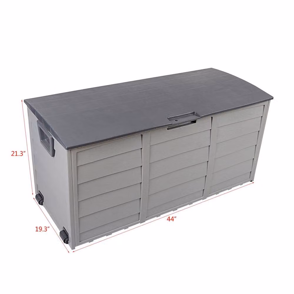 EONLION Grey Waterproof Garden Storage Box with Wheels, 280L – 2