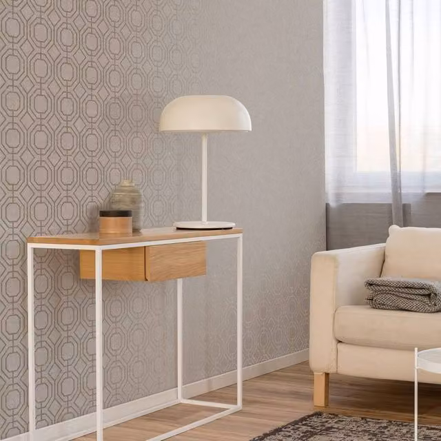 Superfresco Easy Champagne Luxe Geometric Wallpaper in Beige and Gold, Width: 52 cm