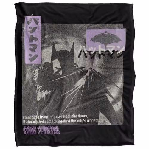 Warner Bros. Batman Kanji Darkest Shadows Super Soft Fleece Throw Blanket, W/D/H: 152 x 127 cm
