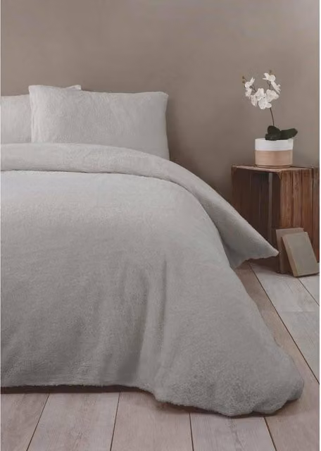 Rapport Silver Sherpa Fleece Duvet Cover Single 90x200 cm