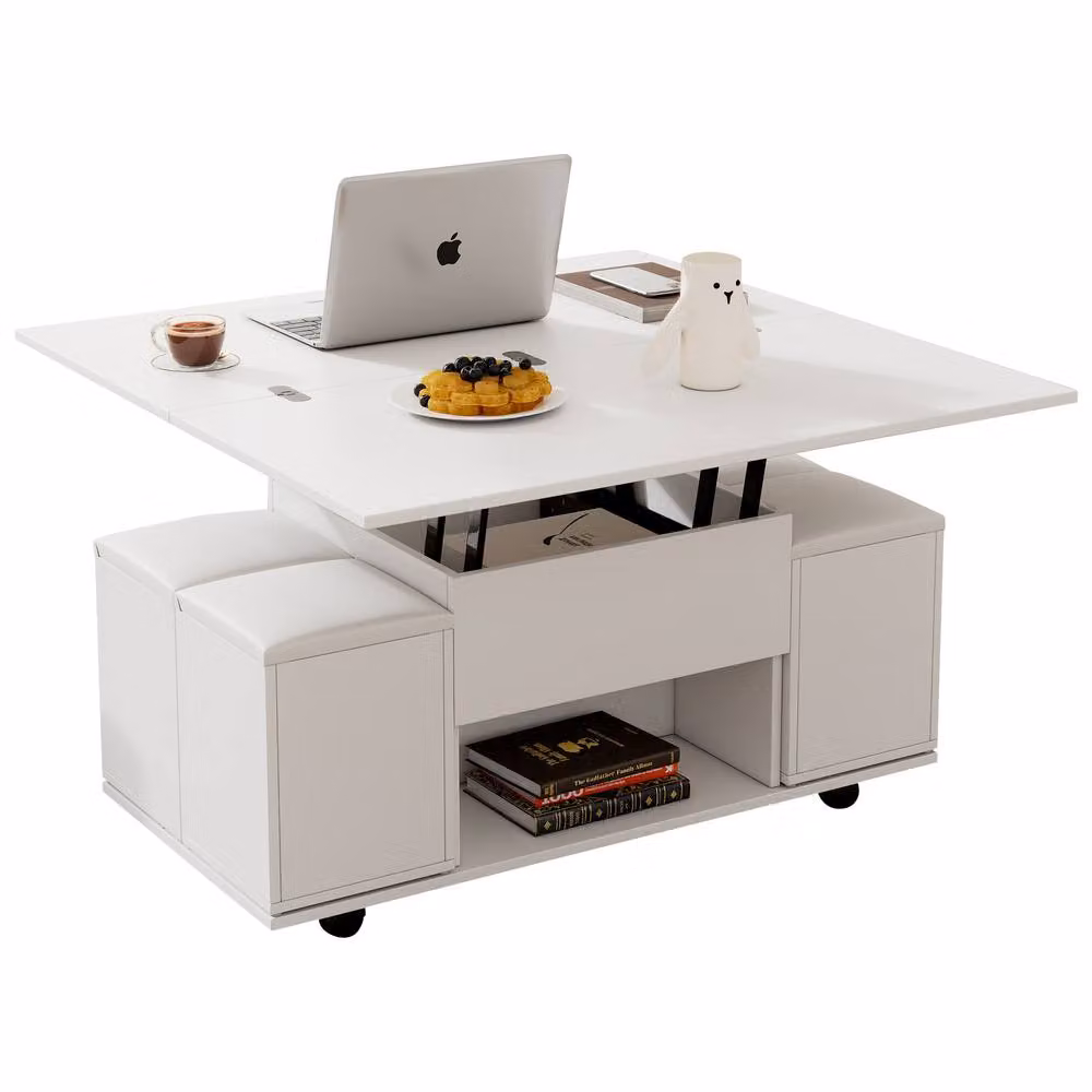 BTM White Modern Lift-Top Coffee Table with Hidden Storage, W/D/H: 100 x 64.5 x 30 cm – 5