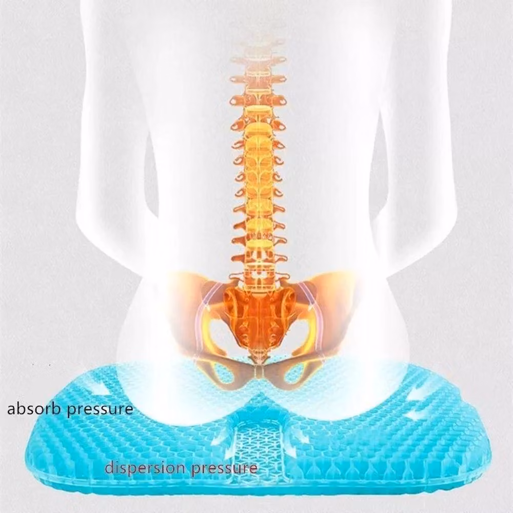 FLAVORA Large Ergonomic Gel Seat Cushion for Lower Back Pain Relief in Blue, W: 190 cm, D: 100 cm – 2