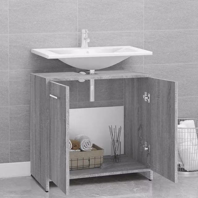 Berkfield Home Modern Grey Bathroom Cabinet W/D/H: 60 x 33 x 60 cm