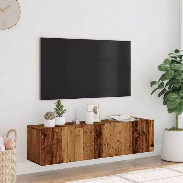 Berkfield Home Wall Mounted TV Cabinet in Old Wood Brown, W/D/H: 120 x 30 x 30 cm