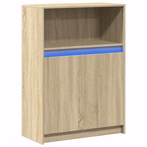 vidaXL Modern Sideboard with Integrated LED Lighting in Brown Sonoma Oak, W/D/H: 72 x 34 x 100 cm – 1