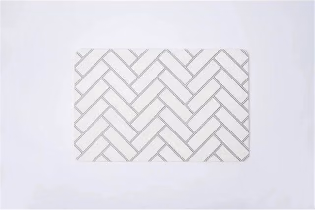 Nordara Grey and White Striped Rectangular Quick-Drying Non-Slip Diatomaceous Earth Bathroom Mat, W: 60 cm, D: 40 cm