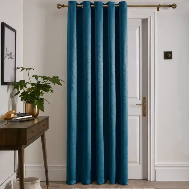 Fusion Strata Dimout Eyelet Single Panel Door Curtain in Dark Green, Width: 168 cm, Height: 214 cm – 3