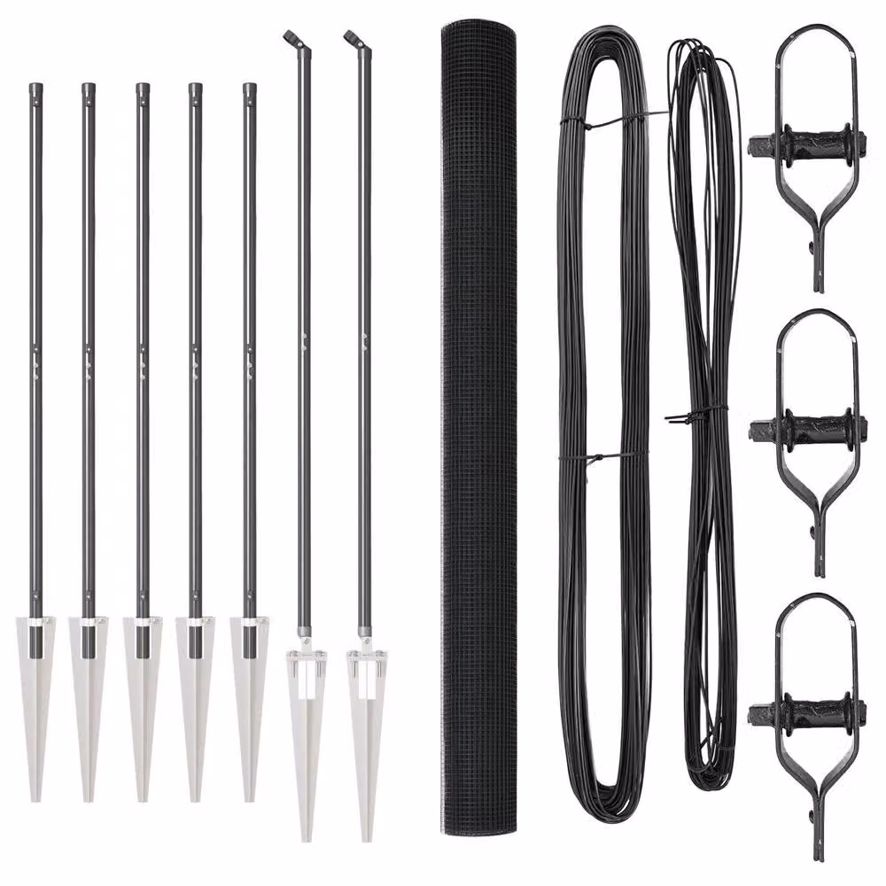 Berkfield Home Grey Steel Welded Wire Fence with 7 Spike Posts, 5 x 10 m – 2