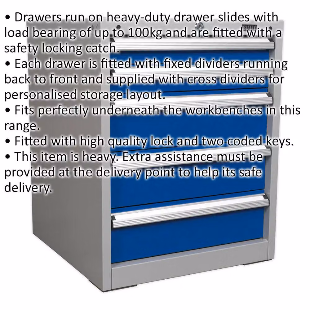 Loops Blue Industrial 5 Drawer Lockable Metal Cabinet – 2