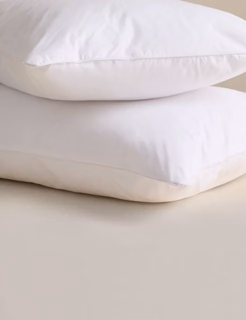 M&S 2 Pack White Medium Cluster Fibre Pillows with Cotton Cover