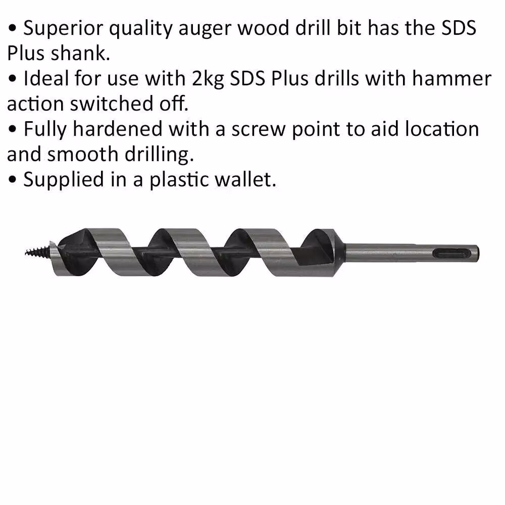 Loops SDS Plus Auger Wood Drill Bit, Silver and Multicolour, Diameter: 25 mm, Length: 235 mm – 2