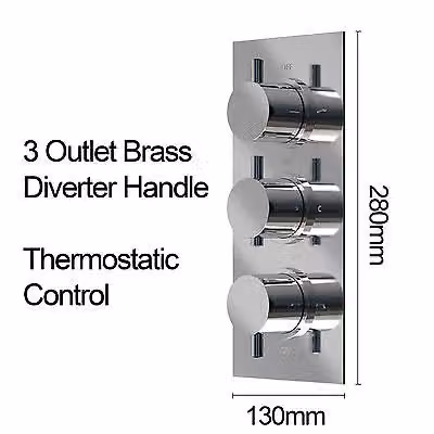 Nes Home Flora 3 Way Round Concealed Thermostatic Mixer Valve Bath Filler and Hand Shower in Silver