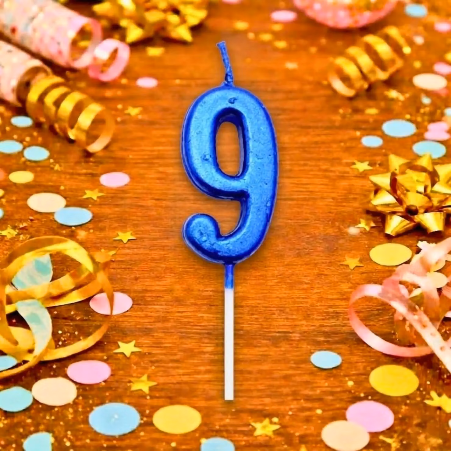 Shatchi Blue Number 9 Birthday Cake Topper Candle – 6