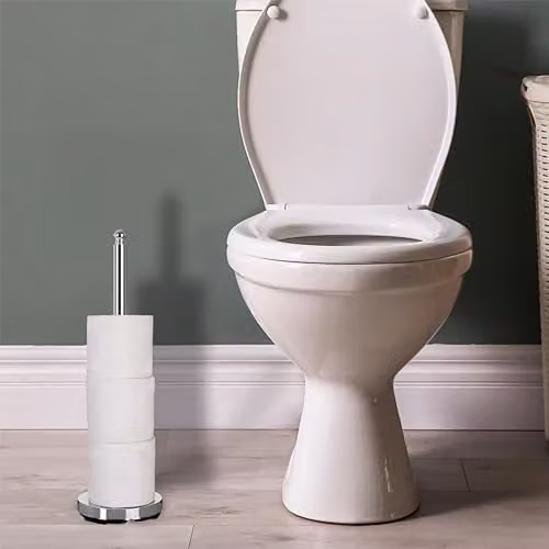 Orsina Silver Metal Freestanding Toilet Paper Holder with Spare Roll Storage – 4