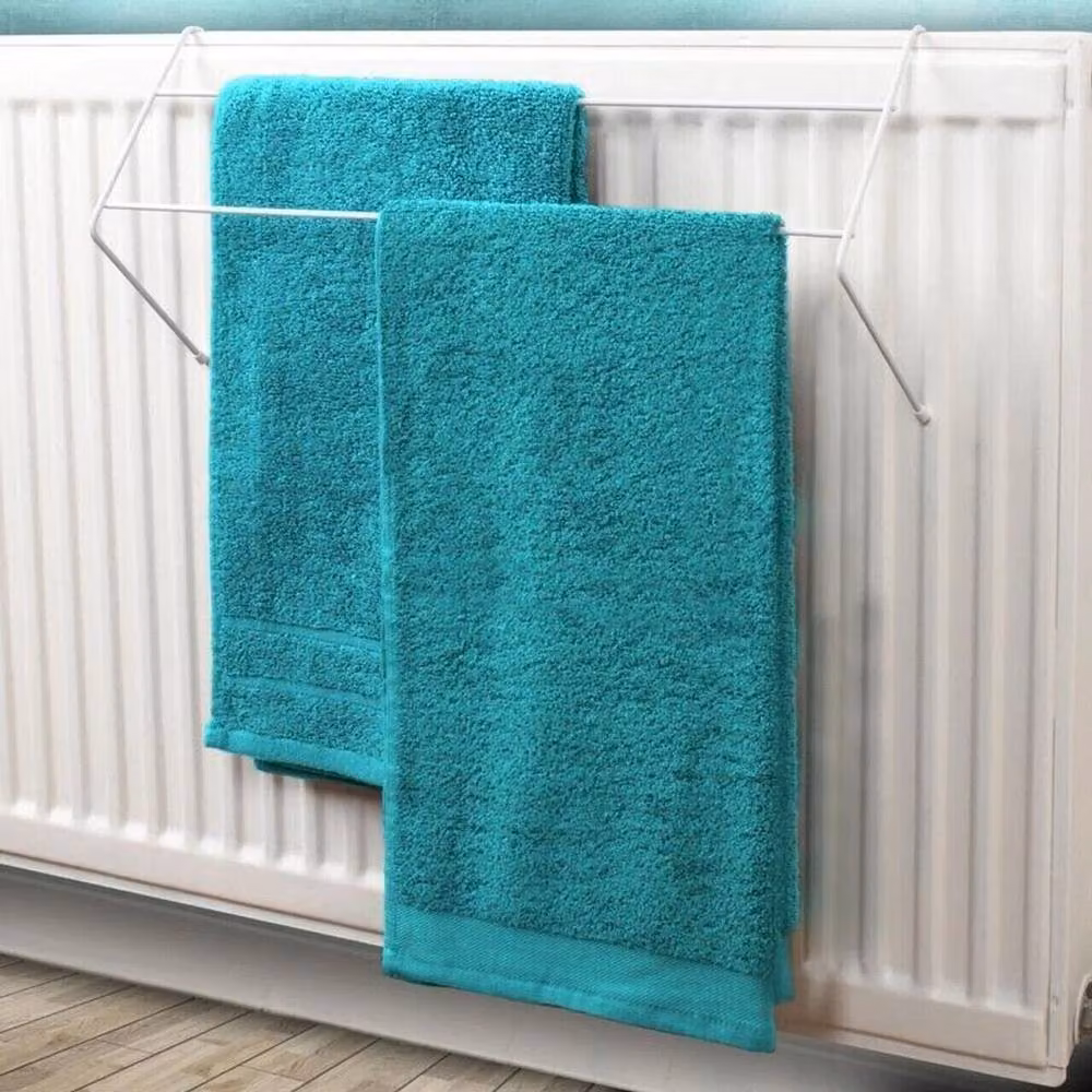 VOGREX 3-Piece White Metal 2-Bar Radiator Towel Airer Hanging Rack – 3