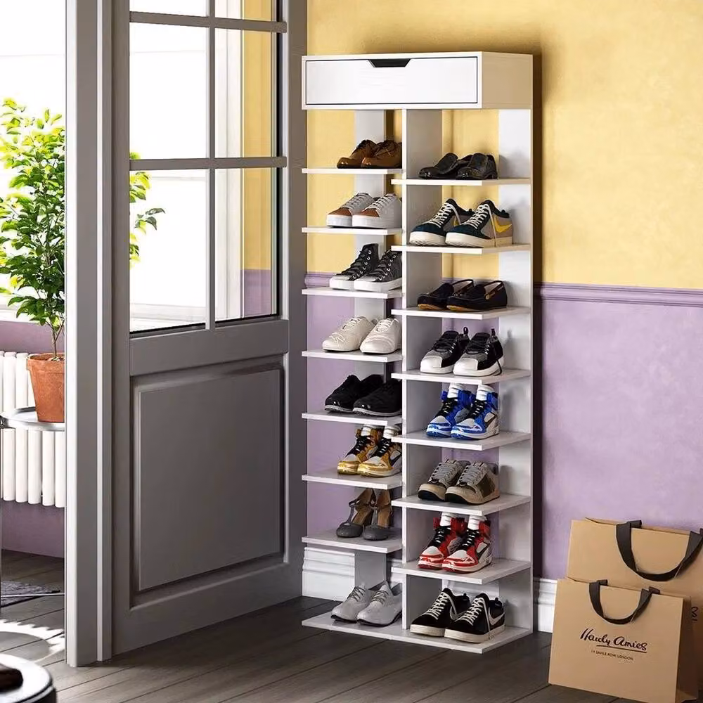 FLAVORA 9 Tier Tall Shoe Rack Storage Shelf Unit in White – 3