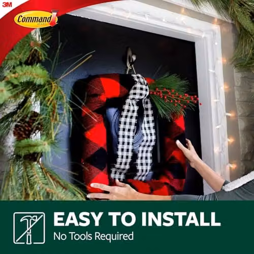 3M Command Large Outdoor Metal Hook in Brushed Nickel and White with 2 Adhesive Strips – 3