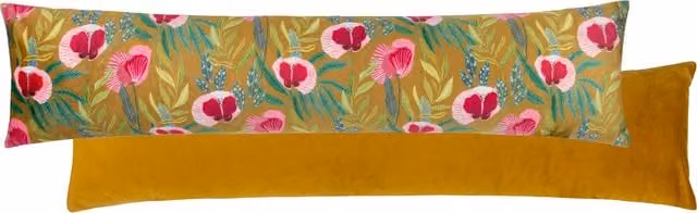 House Of Bloom Poppy Velvet Draught Excluder in Pink and Yellow