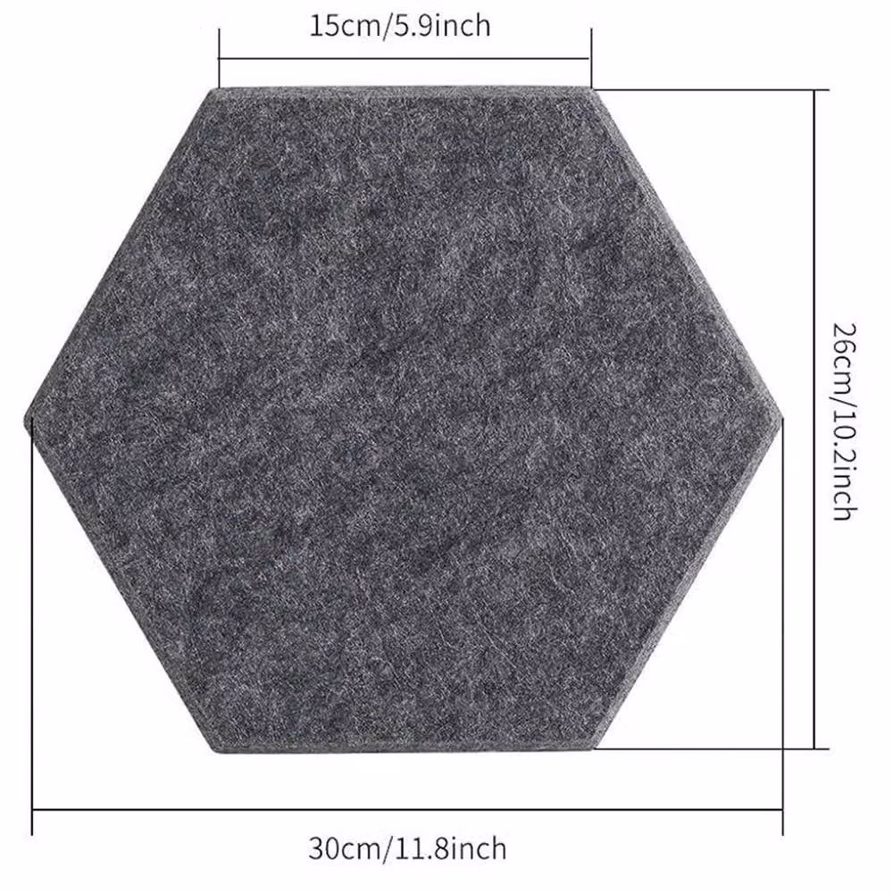 NESTLUNE Set of 12 Grey Hexagon Self Adhesive Acoustic Wall Panels – 2