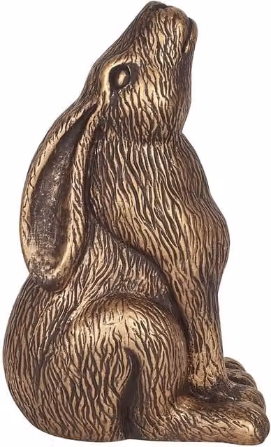 Gloriously Good Bronze Terracotta Moon Gazing Hare Ceramic Garden Ornament in Brown