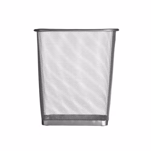 Premier Housewares Square Metal Mesh Waste Bin in Silver