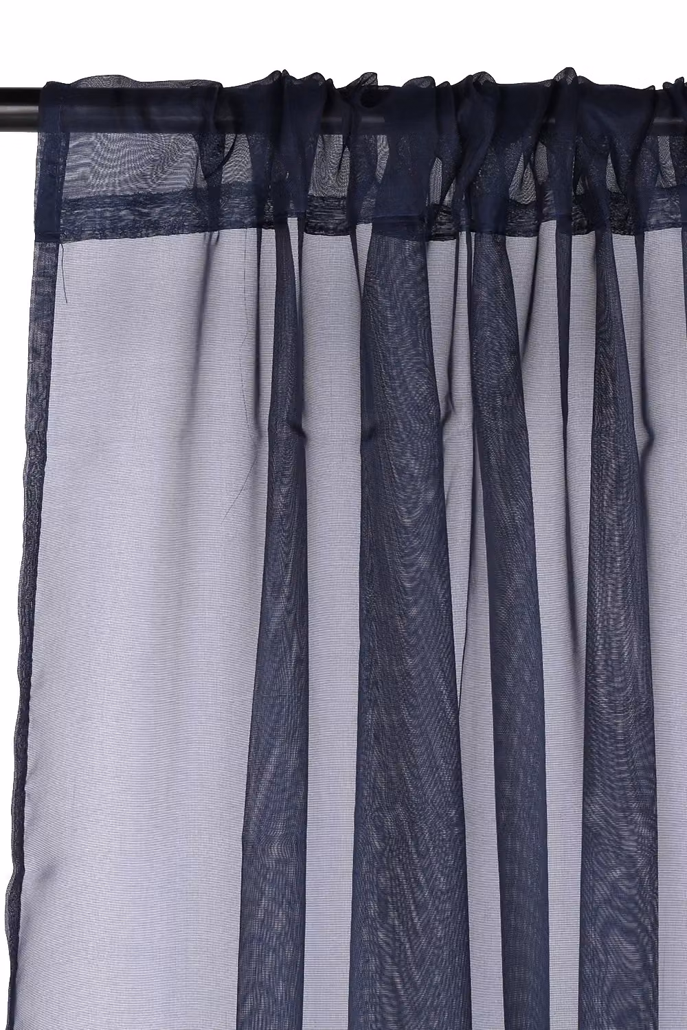 Neel Blue Semi-Transparent Voile Curtain Pair in Navy, 2 Polyester Panels, Width: 142 cm, Drop: 137 cm – 2