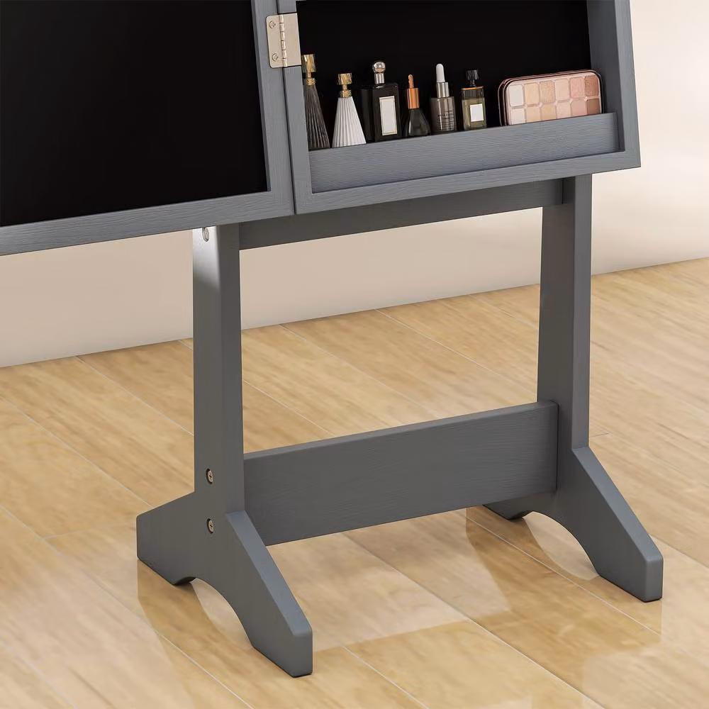 STILVORA Grey Jewellery Storage Cabinet with LED Mirror and Internal Shelves – 5