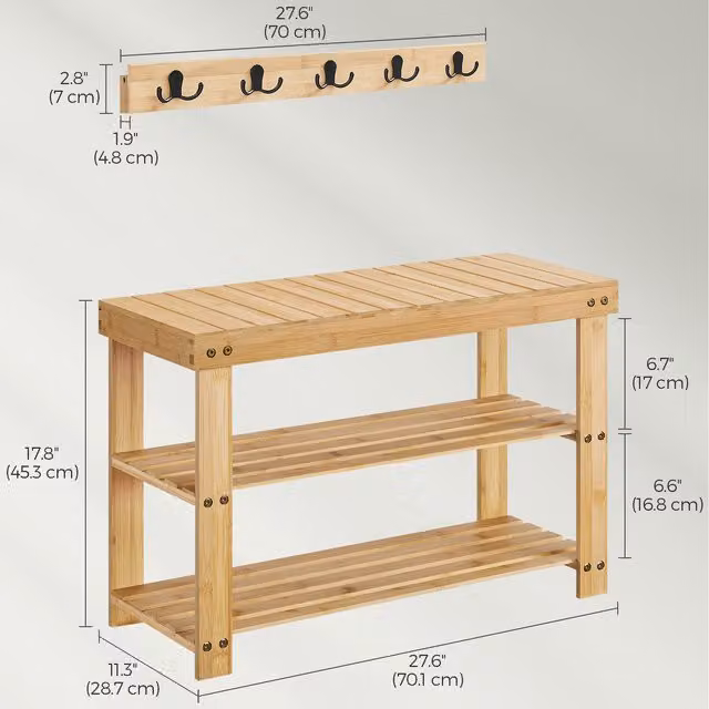 SONGMICS 4-in-1 Hall Tree with Shoe Bench, Hooks and Shelves, Yellow