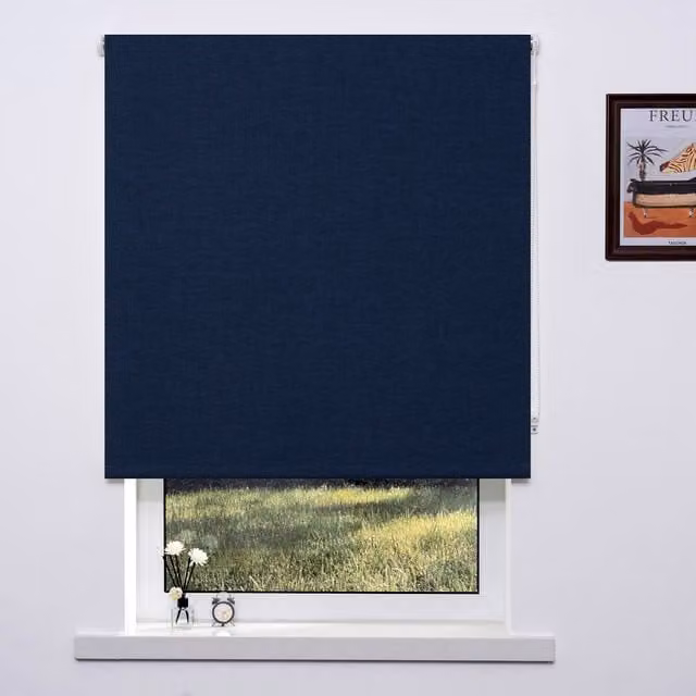 TRENDS Navy Blue Textured Blackout Blinds, Width: 120 cm