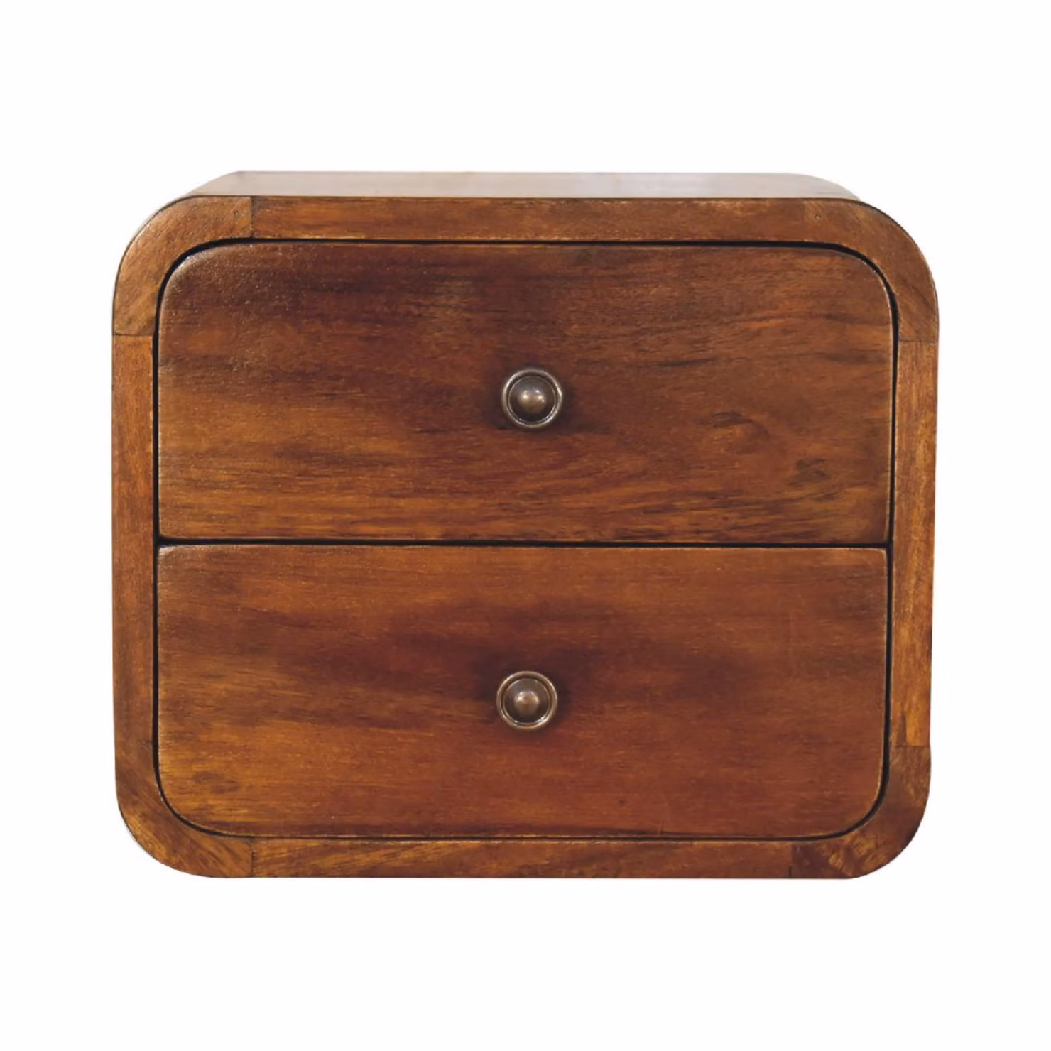 Aosom UK Brown Solid Mango Wood Floating Mini Bedside Table with 2 Drawers, W/D/H: 30 x 25 x 25 cm – 2