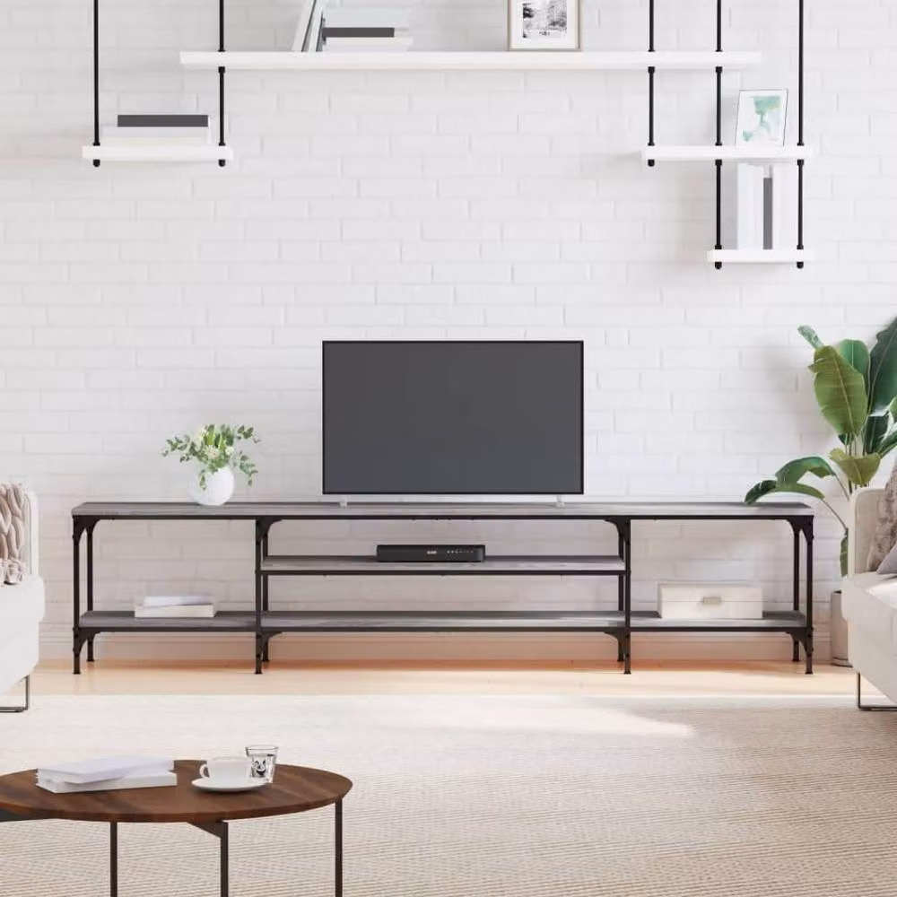 Berkfield Home Industrial TV Cabinet in Grey Sonoma, W/D/H: 201 x 35 x 45 cm – 2