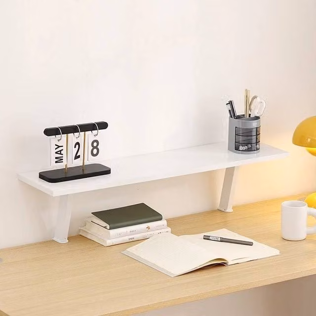 FLAVORA White Clip-On Desk Monitor Shelf in MDF