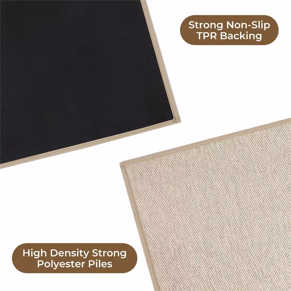 KORVIXA Non-Slip Woven Round Door Mat, Beige, W/D: 44 x 76 cm – 2