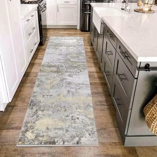 Serdim Rugs Emperor Abstract Modern Living Room Area Rug, Gold and Silver, W: 160 cm, D: 230 cm – 3