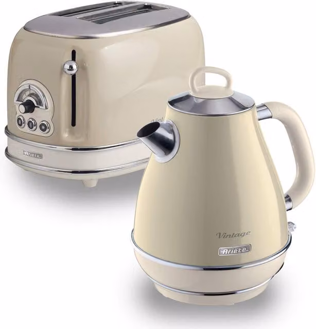 Ariete Jug Kettle and 2 Slice Toaster Set in Beige and Yellow – 2