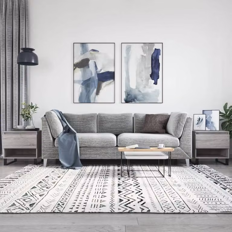 Berkfield Home Modern Nested Coffee Table Set of 2 in Grey Sonoma, W/D/H: 50 x 46 x 50 cm