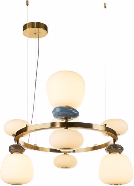 Netlighting Evans Globe Pendant Ceiling Light in Gold and White with Warm White LED