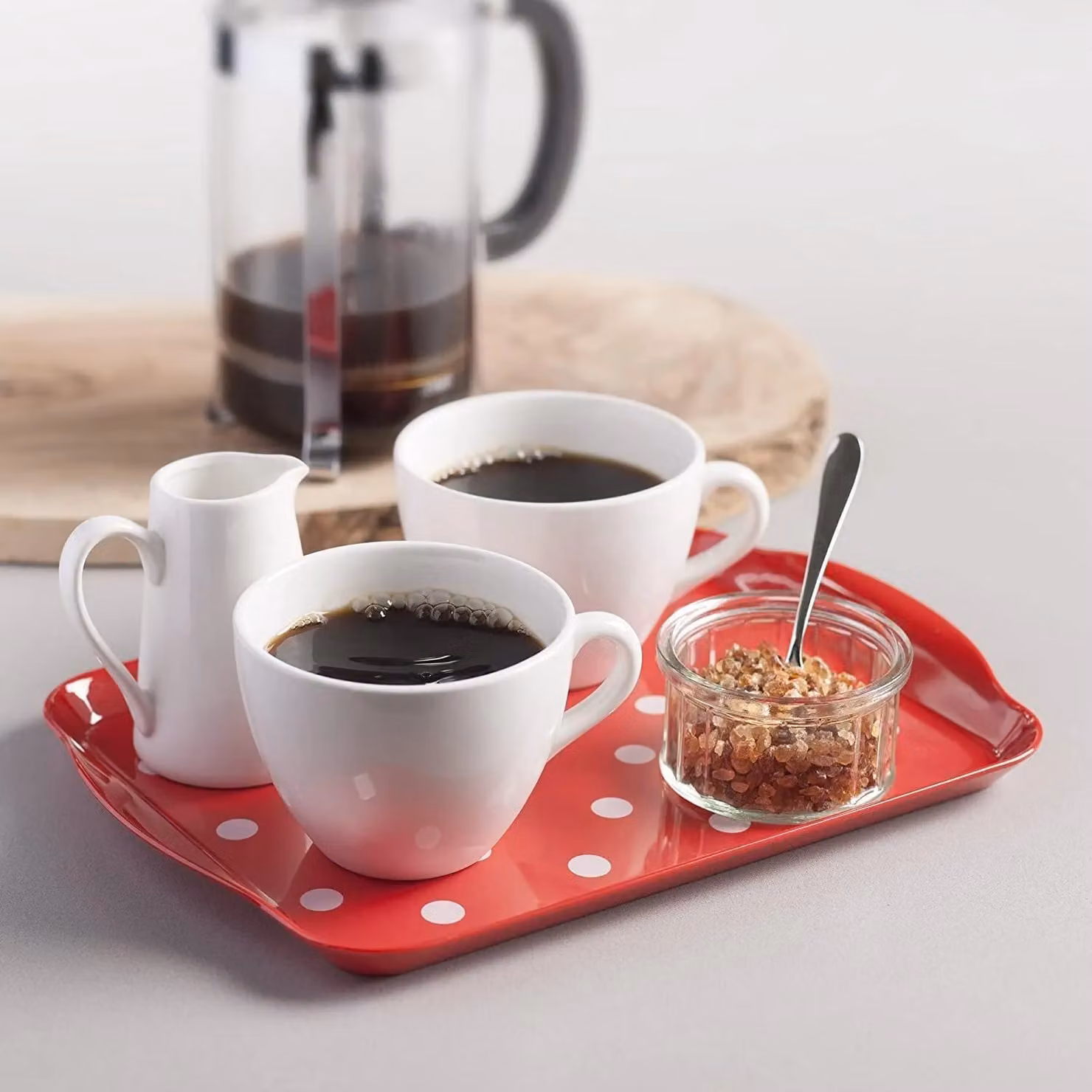Zeal Melamine Dotty Serving Tray with Handles, Red, W: 30 cm, D: 21 cm – 2