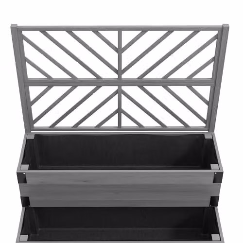 Outsunny 2-Tier Grey Wooden Raised Garden Bed with Trellis, W/D/H: 140 x 62.5 x 108 cm – 5