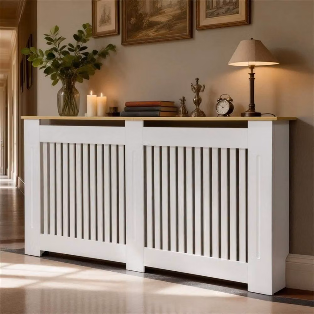 SPETLEK Vertical L High Radiator Cover in White, W/D/H: 152 x 20 x 83 cm – 2