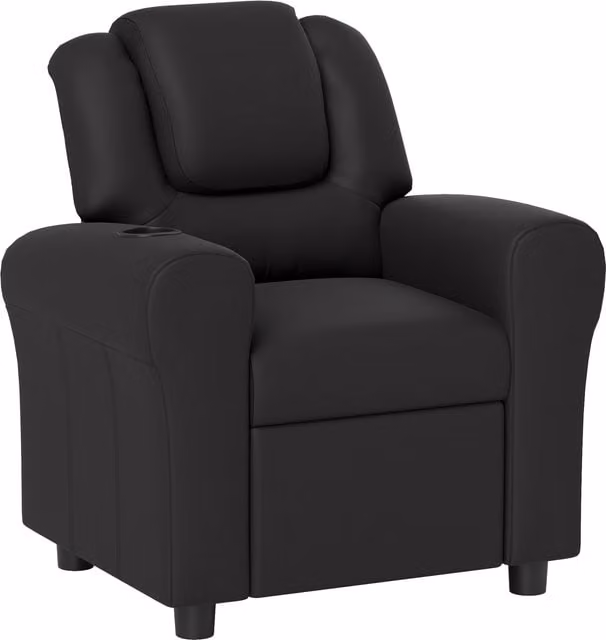 HOMCOM Kids Recliner Armchair in Black PU Leather with Adjustable Backrest and Footrest – 1