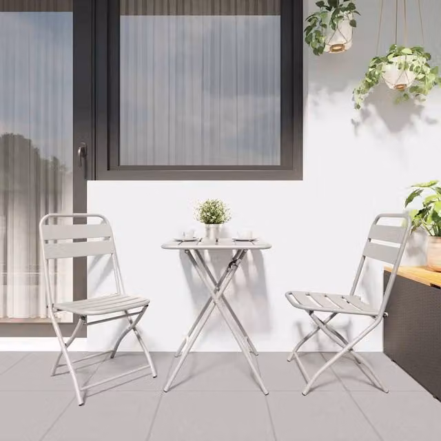 Berkfield Home Modern Folding Garden Chairs, 2 Piece Set, Beige, W: 42 cm, D: 40 cm, H: 82 cm – 1