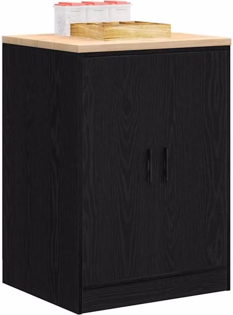 Berkfield Home Black Solid Wood Pine Garage Storage Cabinet with Hinged Doors W/D/H: 60 x 51 x 85 cm – 1