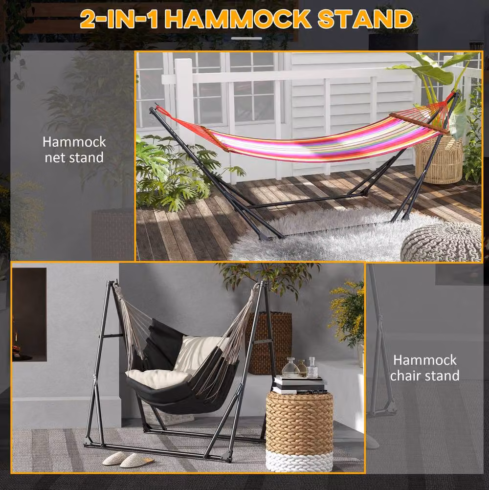 STILVORA Foldable Metal Hammock Stand in Black with Carry Bag – 4